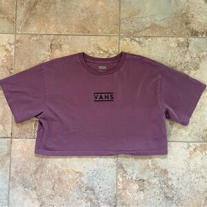 Vans Cropped Short Sleeve Purple Shirt Women’s Large Box Fit Embroidered Logo